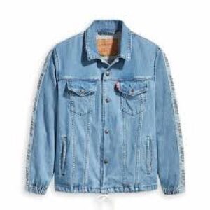 Men’s M Levi's Track Coach Side Stripe Blue Denim Jacket